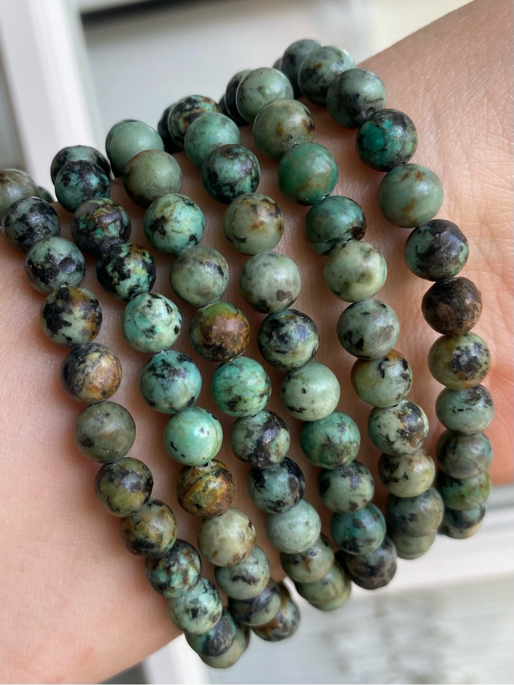💚🩵 6mm African Turquoise Crystal Bead Bracelets 🩵💚